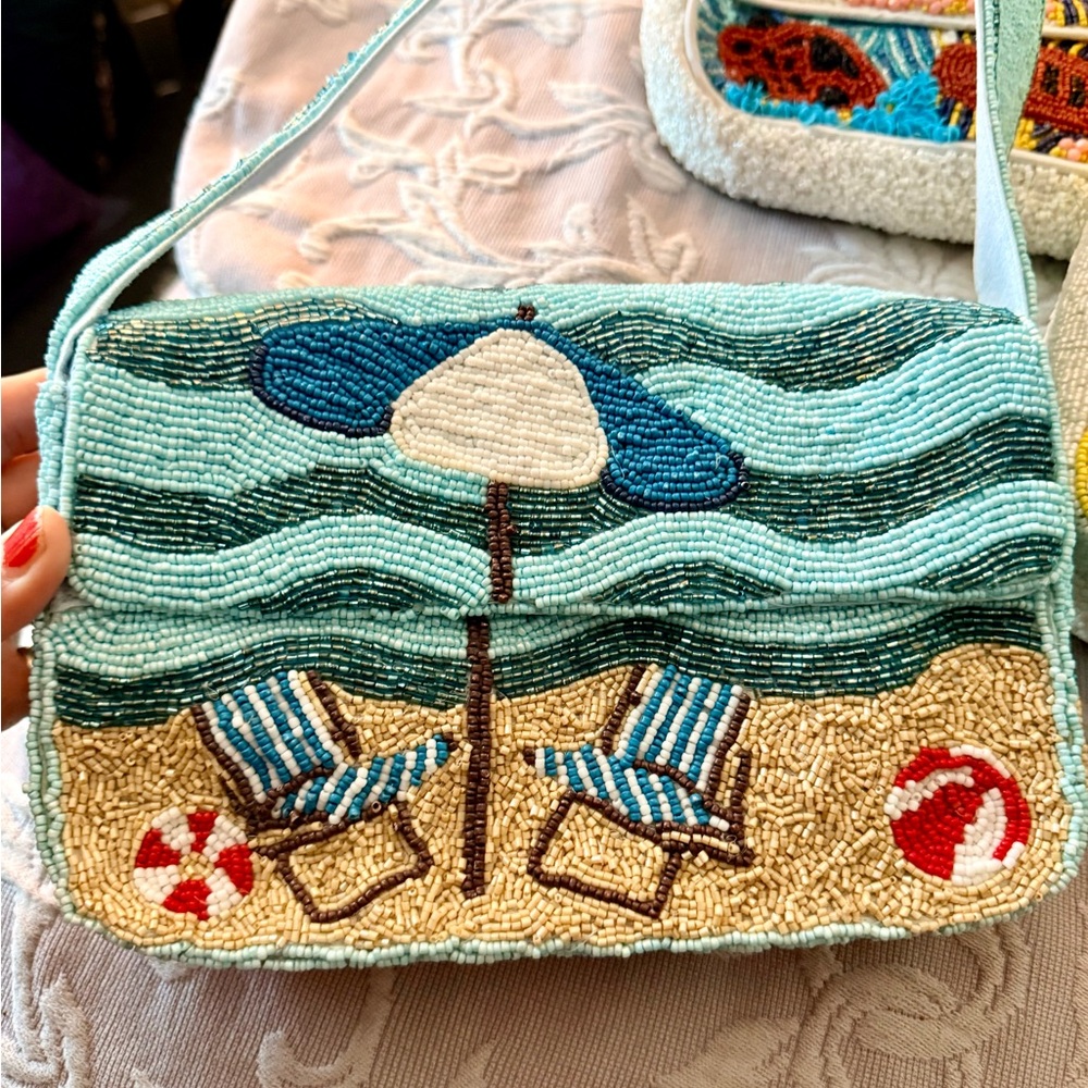 Beaded Crossbody Bags $50 EACH Fish coin pouch all leather $8